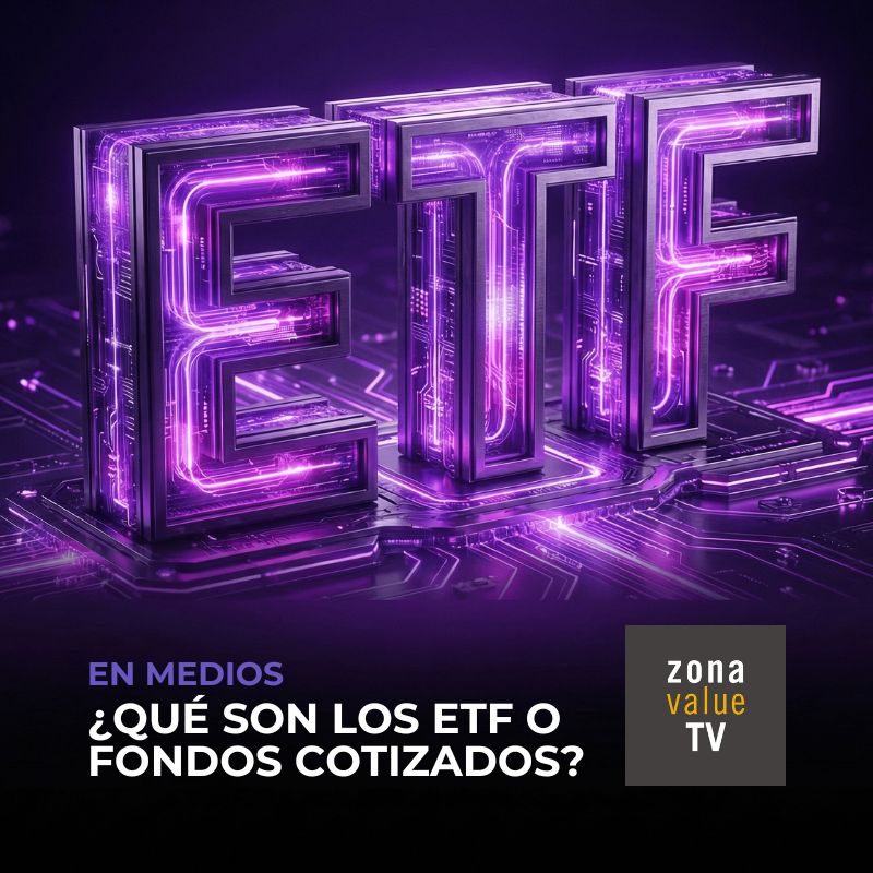 estrategia-aprovechar-caidas-mercado-zonavalue-tv Ilustración de una flecha de mercado bajista en neón morado golpeando tres niveles de entrada sistemáticos (-10%, -20%, -30%) para aprovechar las caídas, en Zonavalue TV.